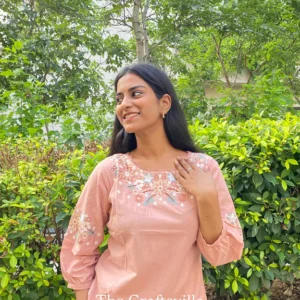 Peach Floral Cotton Top